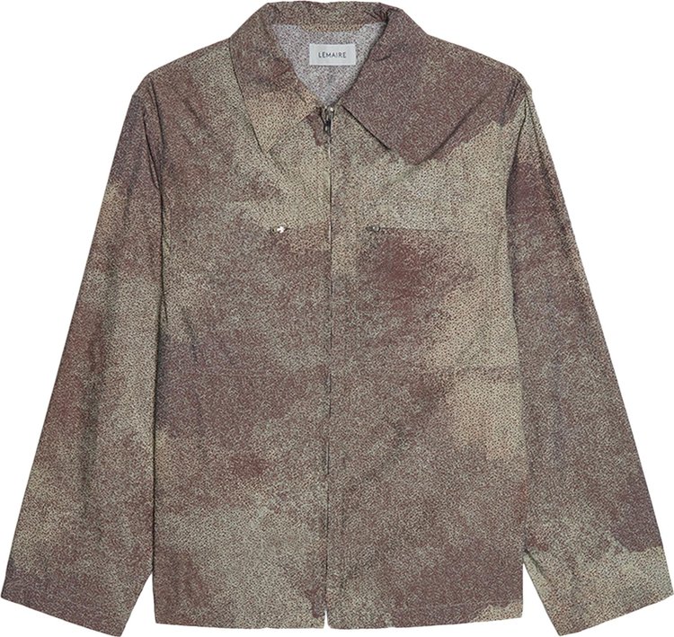 Lemaire Printed Zipped Overshirt PeatOvercast