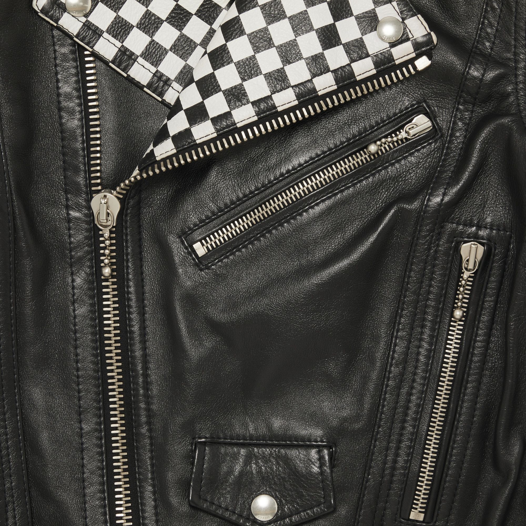 Checkered leather jacket top