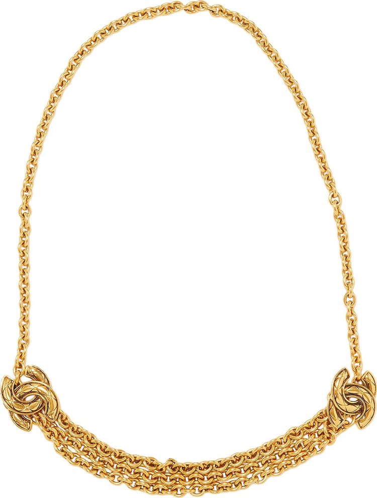 Vintage Chanel Interlocking CC Logo Waist Belt In Gold