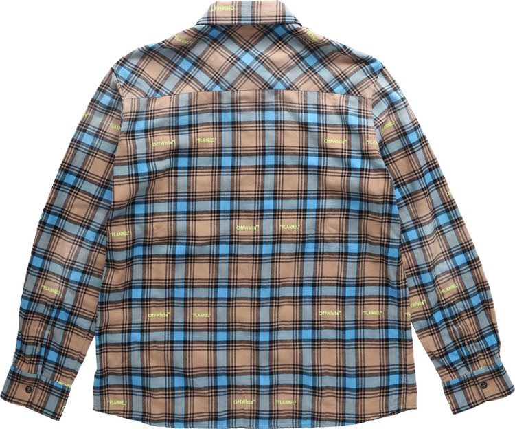 Off White Helvet Patt Check Flannel Skate Shirt Camel