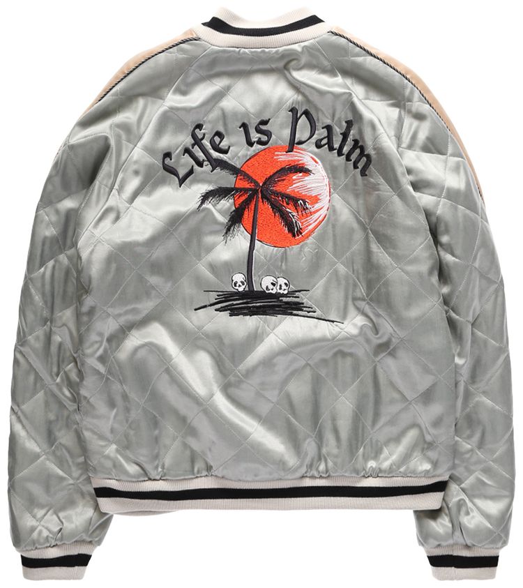 Palm Angels Life Is Palm Souvenir Jacket GreyBlack