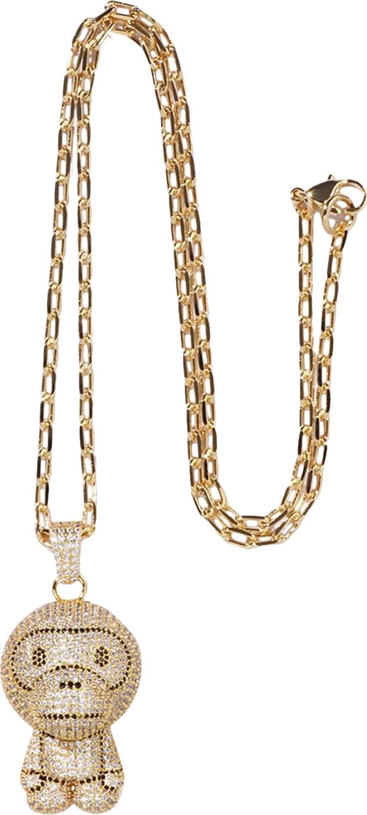 BAPE Milo Crystal Stone Necklace 'Gold'