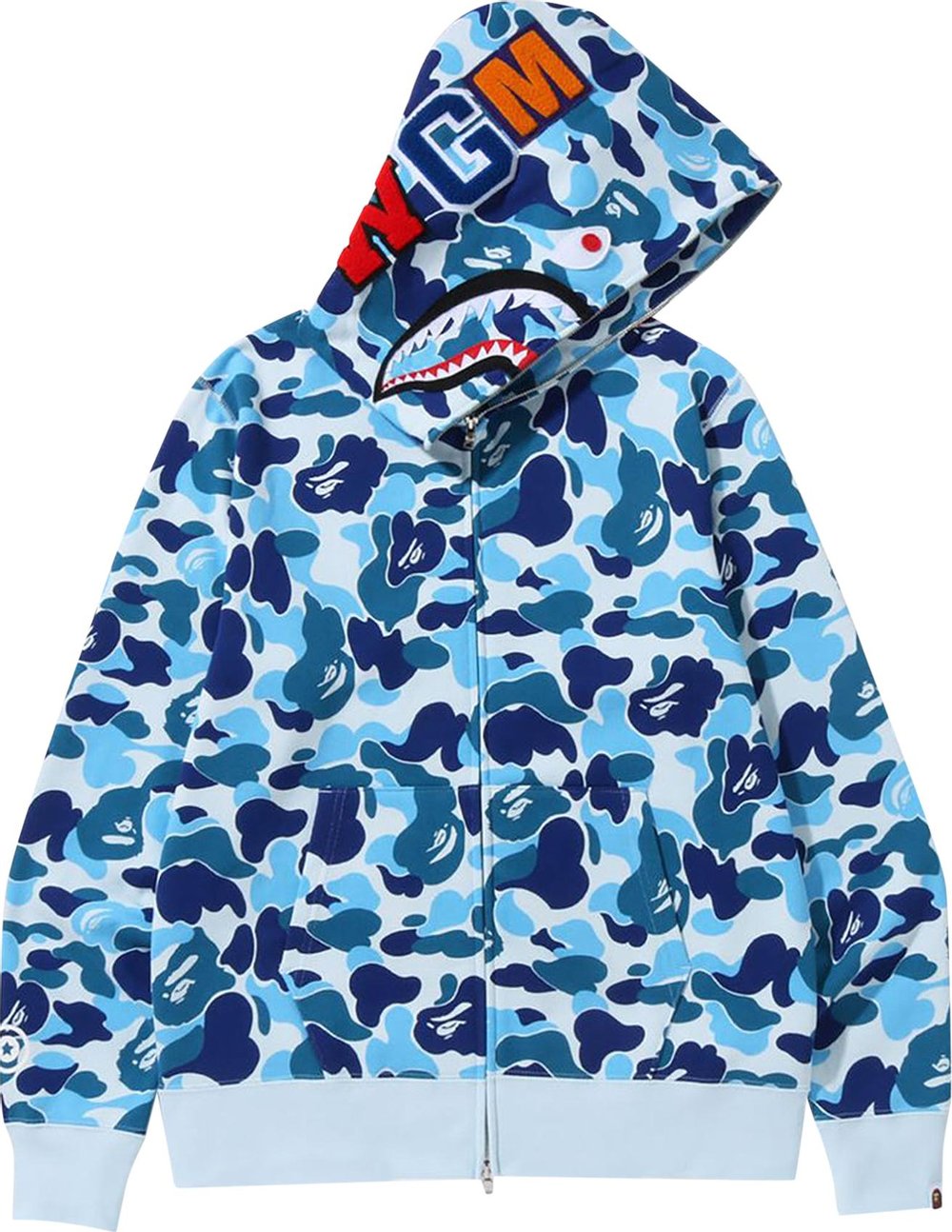 Buy BAPE Big ABC Camo Shark Full Zip Hoodie 'Blue' 1I80 115 011 BLUE