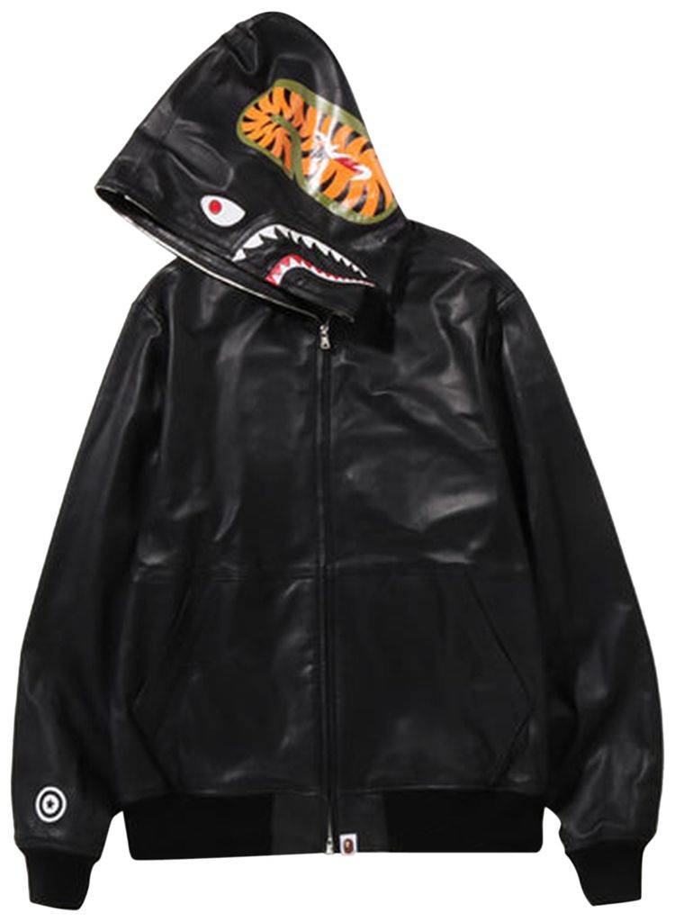 BAPE Leather Shark Full Zip Jacket Black
