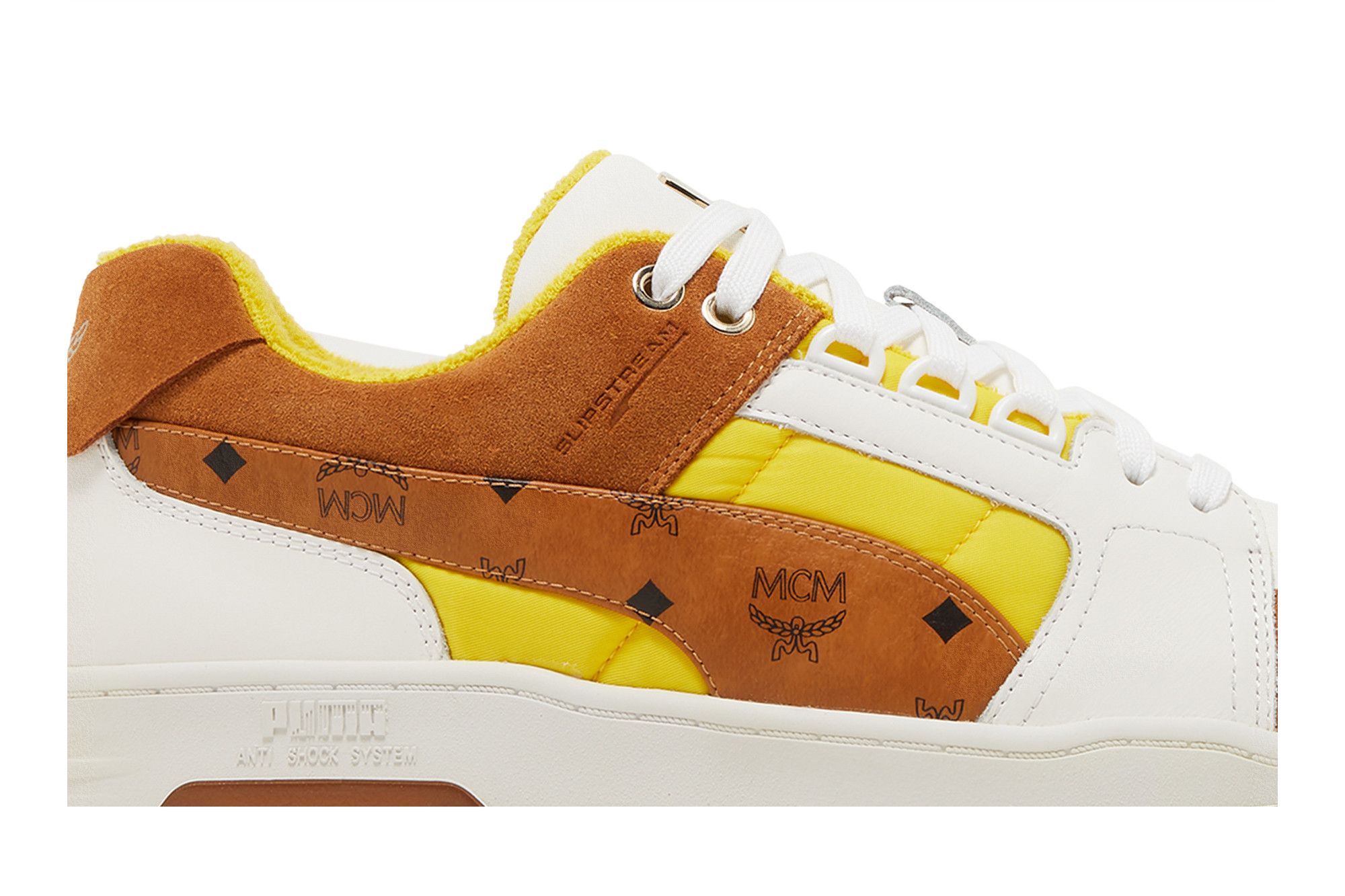 MCM Slipstream Lo 26cm ホワイト/ブラウン/イエロー Shop Brown Mens Puma MCM X Slipstream Lo Lace Up Sneakers