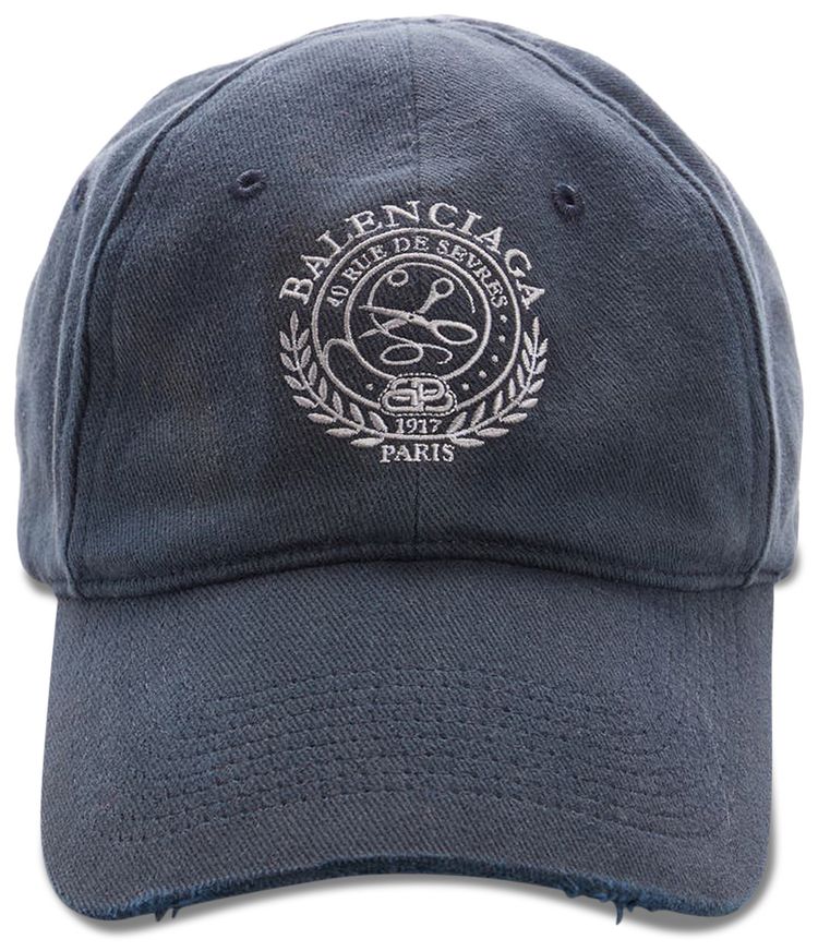 Balenciaga Qixi Crest Cap In BlackWhite