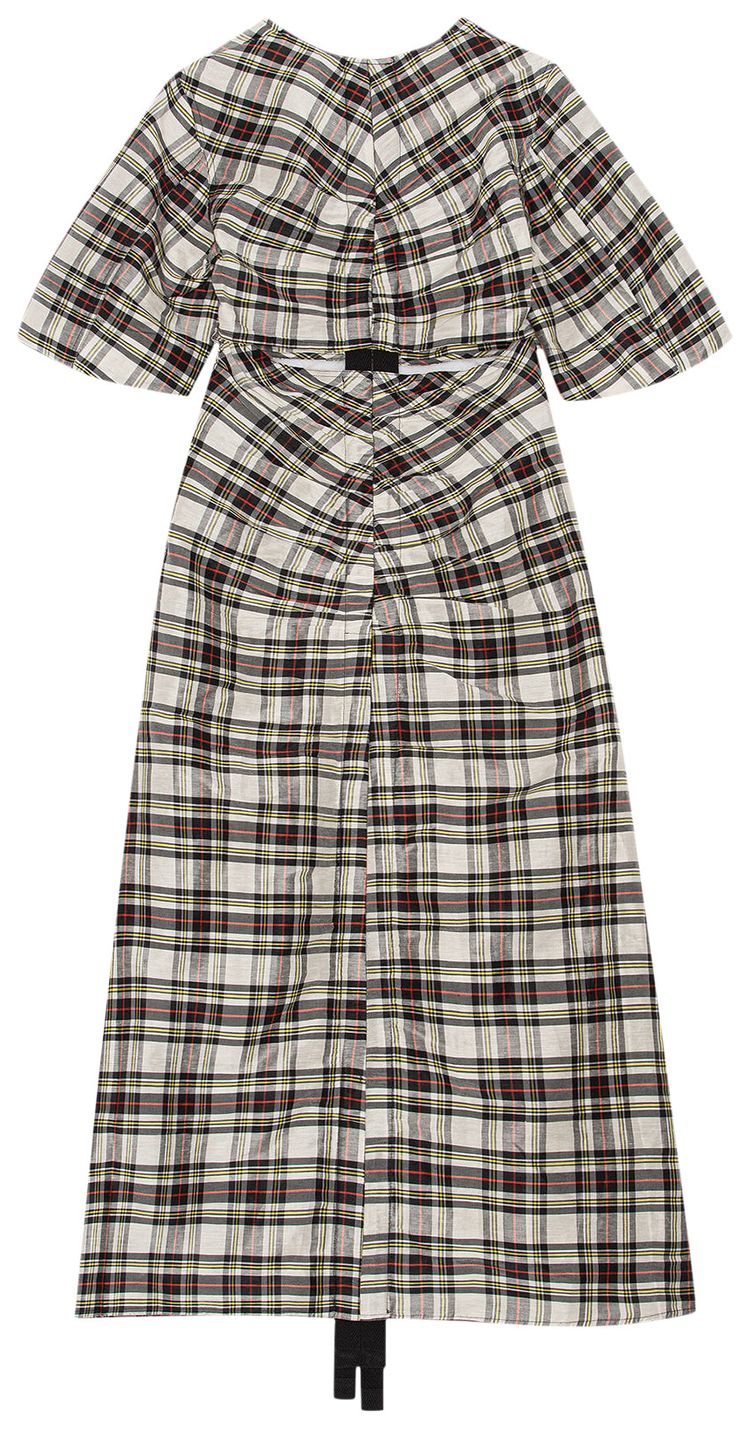 GANNI Check Egret Checkered Cut out Maxi Dress Check Egret