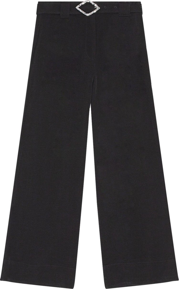GANNI Light Structured Jacquard Wide Pants 'Black'