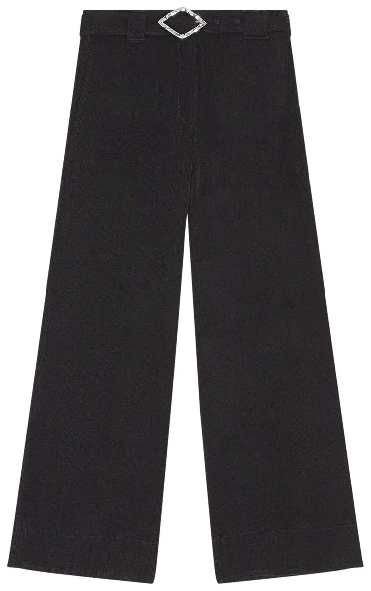 GANNI Light Structured Jacquard Wide Pants Black