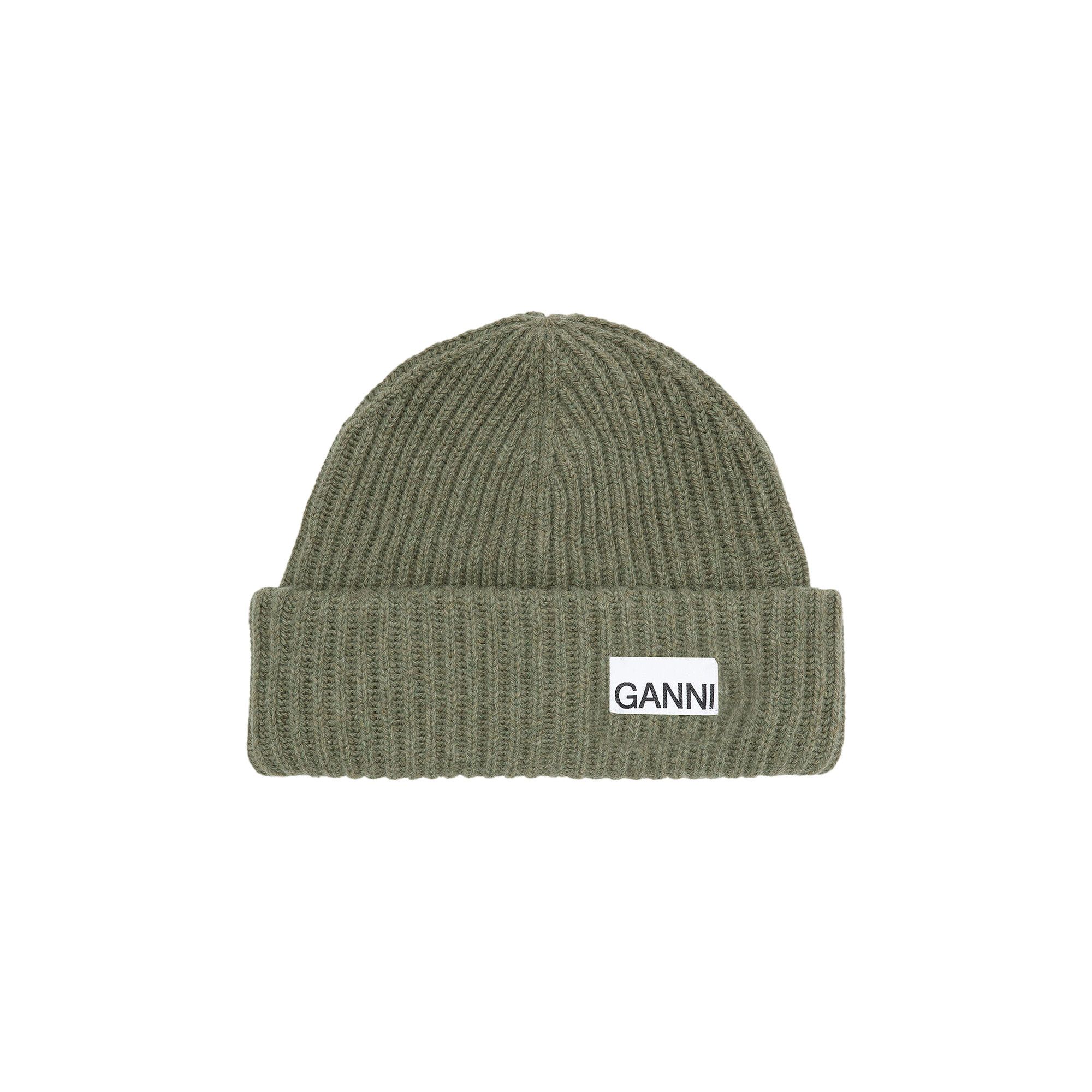 Brazilian Sand Sand Fitted Wool Rib Knit Beanie | GANNI US
