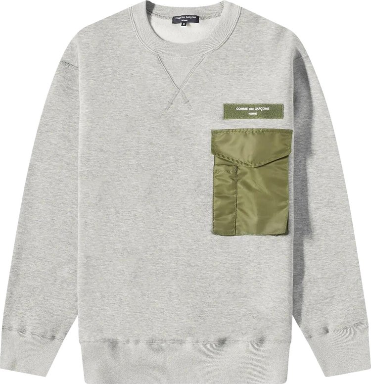 Comme des Garçons Homme Pocket Crew Sweatshirt 'Top Grey/Khaki'