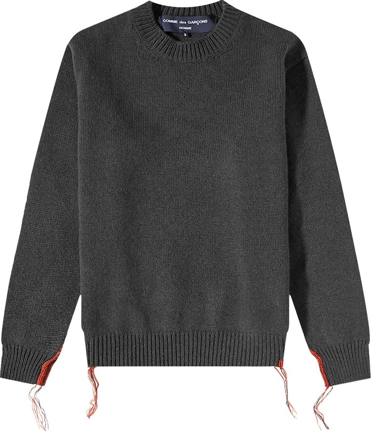 Comme des Garçons Homme Lambswool Distressed Crew Knit 'Charcoal/Red'