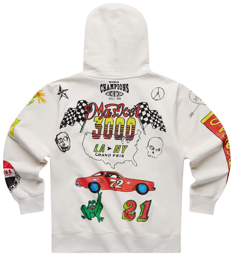 Market Varsity Hand Drawn Hoodie Cream