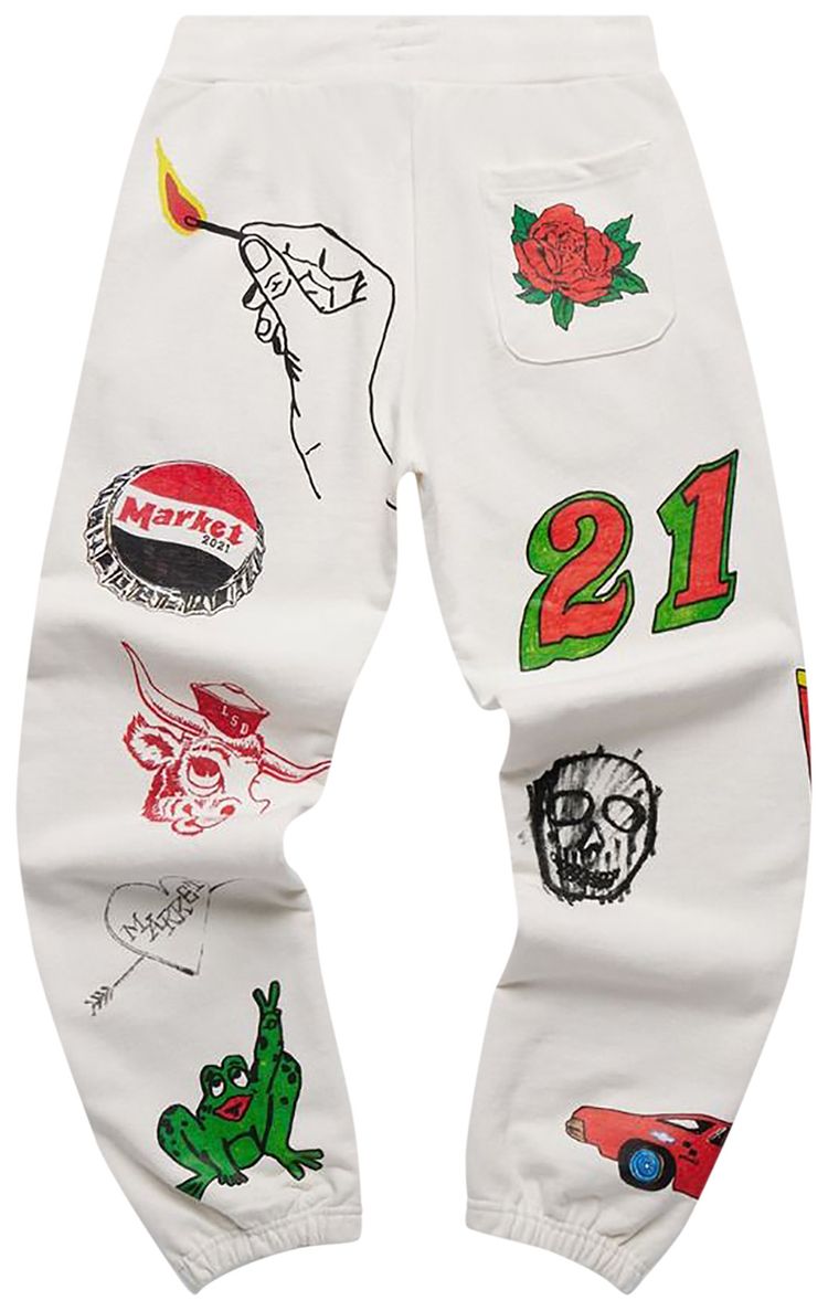 Market Varsity Hand Drawn Sweatpants Cream