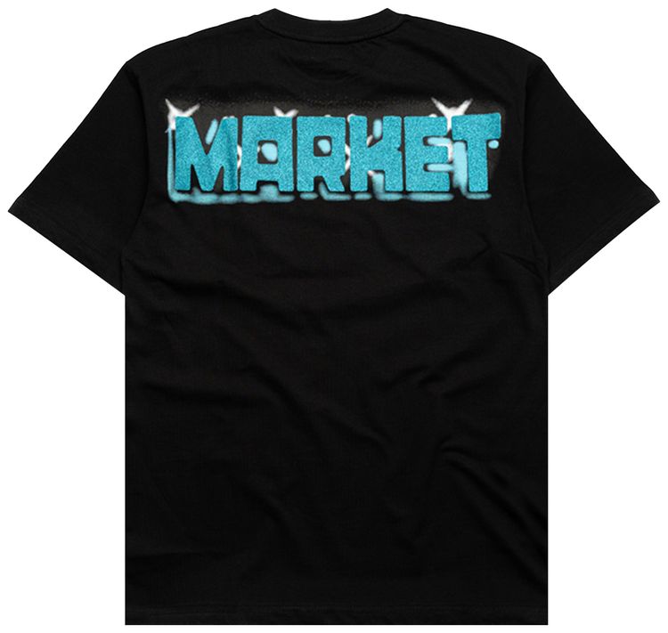 Market Airbrush Glitter Pitbull Tee Black