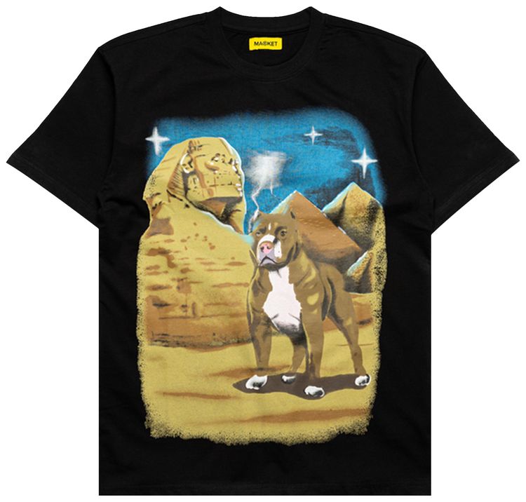 Market Airbrush Glitter Pitbull Tee Black