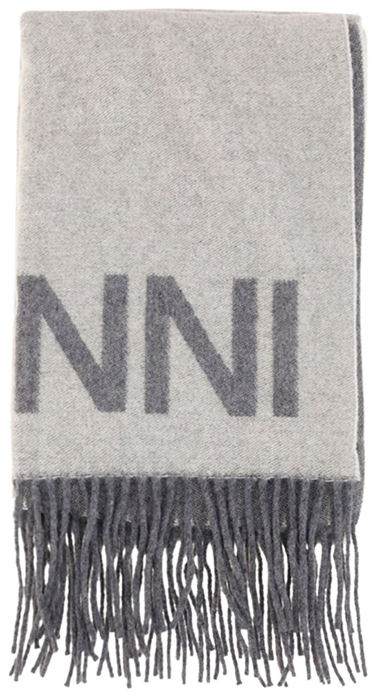 GANNI Fringed Wool Scarf Paloma Melange