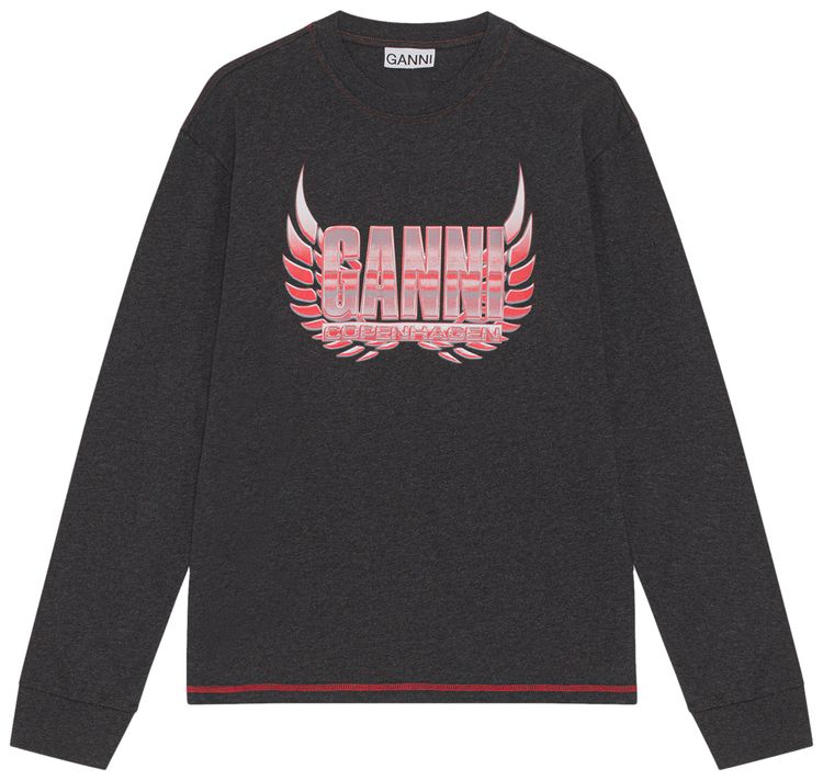 GANNI Long Sleeve T shirt Phantom