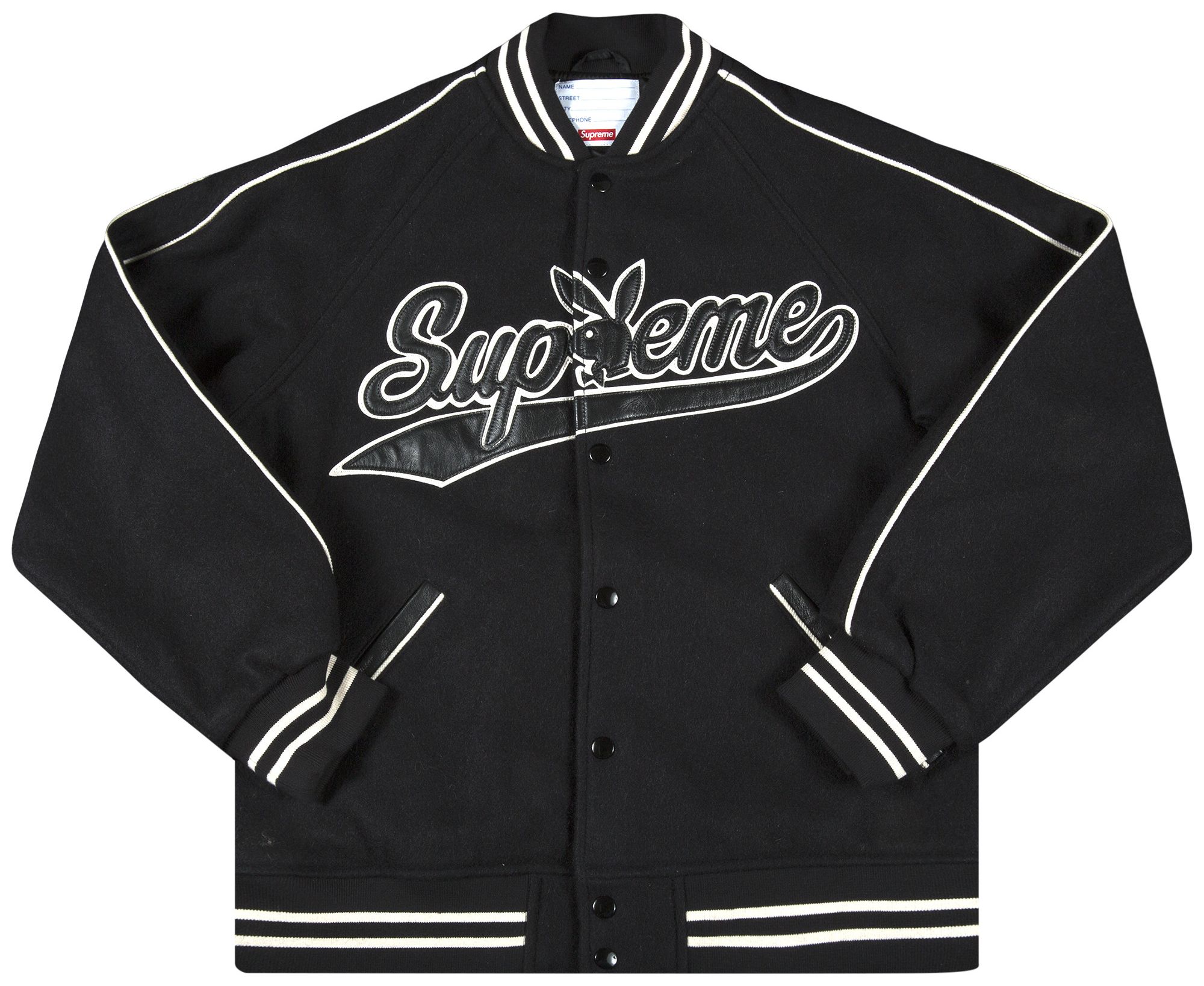 Buy Supreme x Playboy Varsity Jacket 'Black' FW17J86 BLACK GOAT