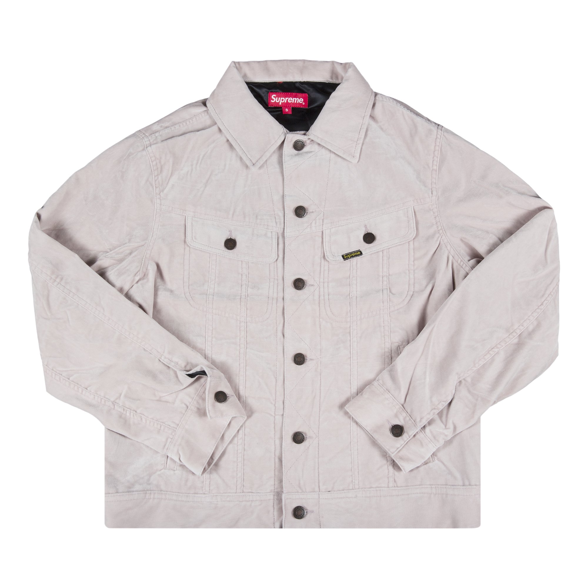 Buy Supreme Velvet Trucker Jacket 'Pink' - FW17J78 PINK | GOAT IT