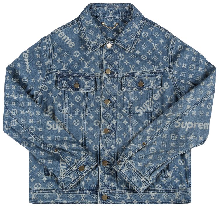 Supreme x Louis Vuitton Jacquard Denim Trucker Jacket Blue
