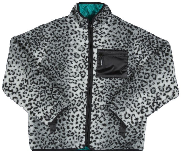 Supreme Reverse Leopard Fleece Jacket Teal