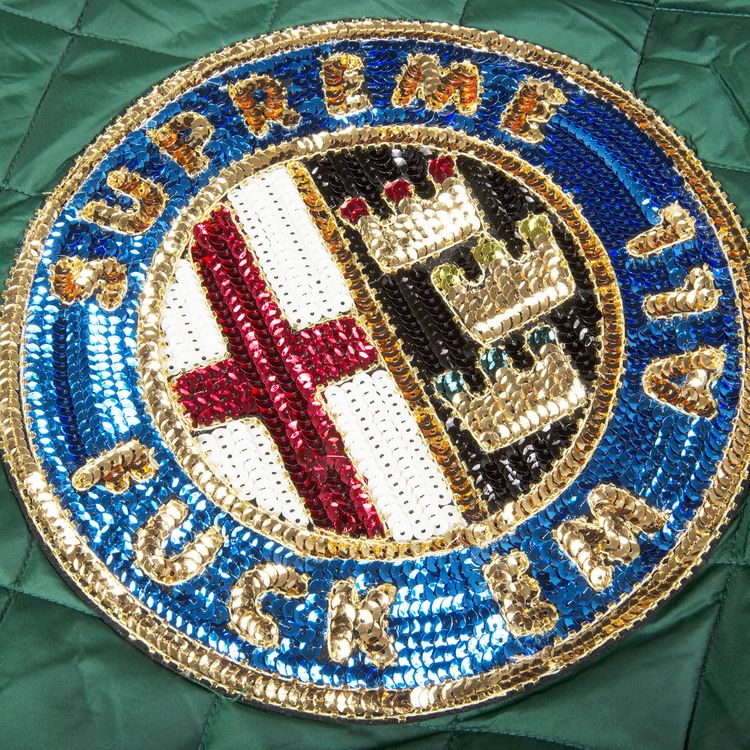 Supreme Sequin Patch Quilted Bomber Jacket Green