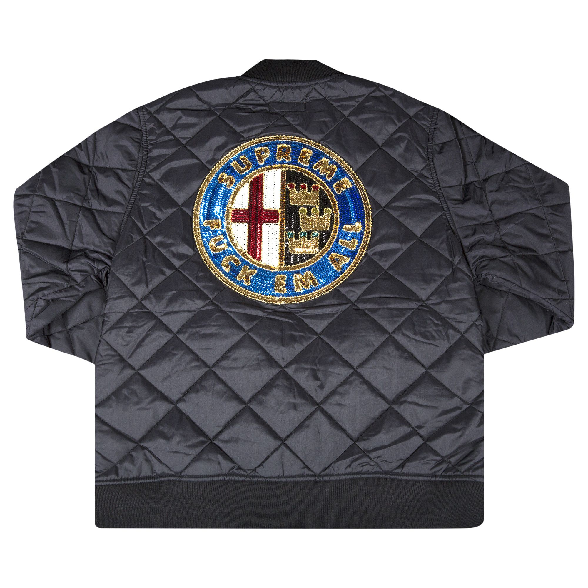 Buy Supreme Sequin Patch Quilted Bomber Jacket 'Black
