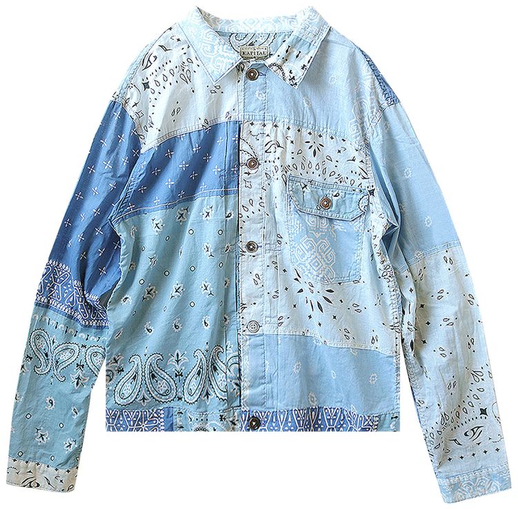 Kapital Gauze Bandana Patchwork 1st Jacket Sax