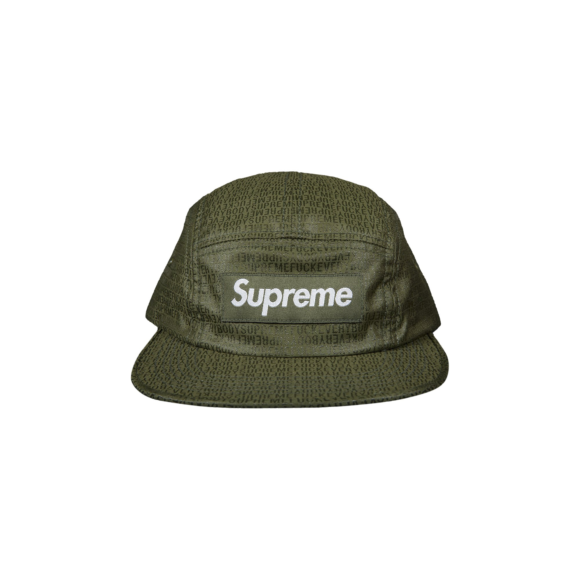 Buy Supreme Fuck Everybody Jacquard Camp Cap 'Olive' - SS19H103