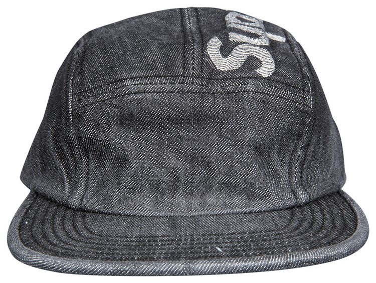 Supreme Top Logo Denim Camp Cap Black