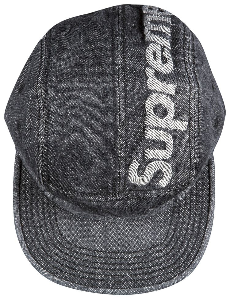 Supreme Top Logo Denim Camp Cap Black