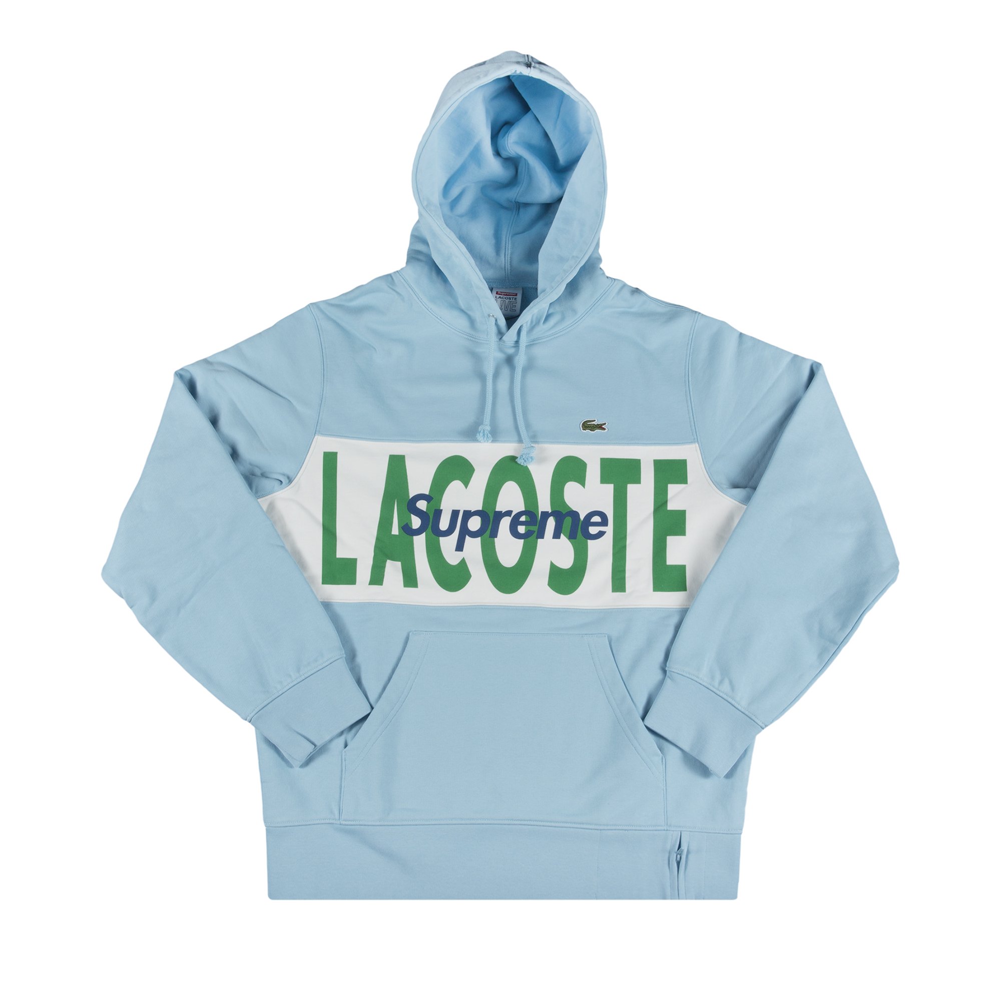 Buy Supreme x Lacoste Logo Panel Hooded Sweatshirt 'Light Blue