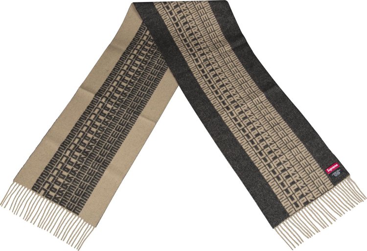 Supreme Logo Repeat Scarf Tan