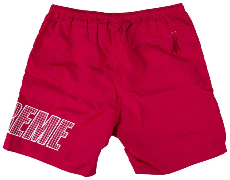 Supreme Logo Applique Water Short Red