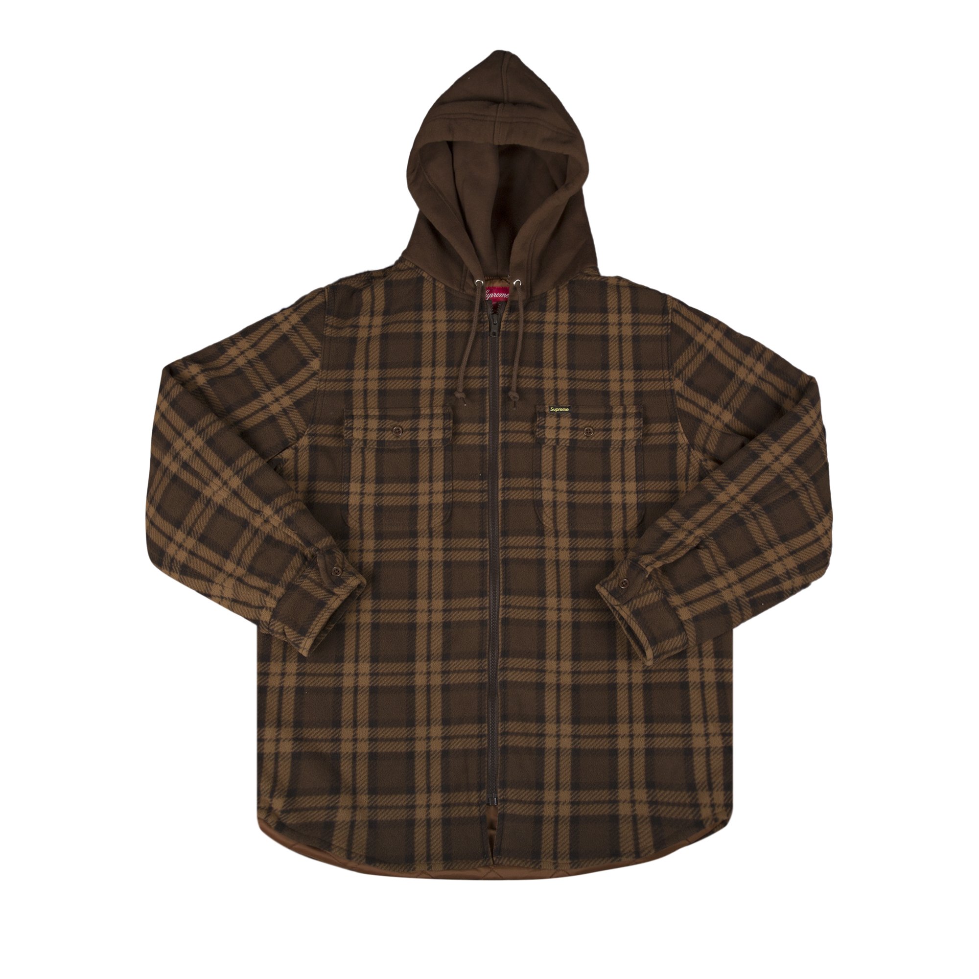 Buy Supreme Hooded Plaid Work Shirt 'Brown' - FW18S35 BROWN | GOAT