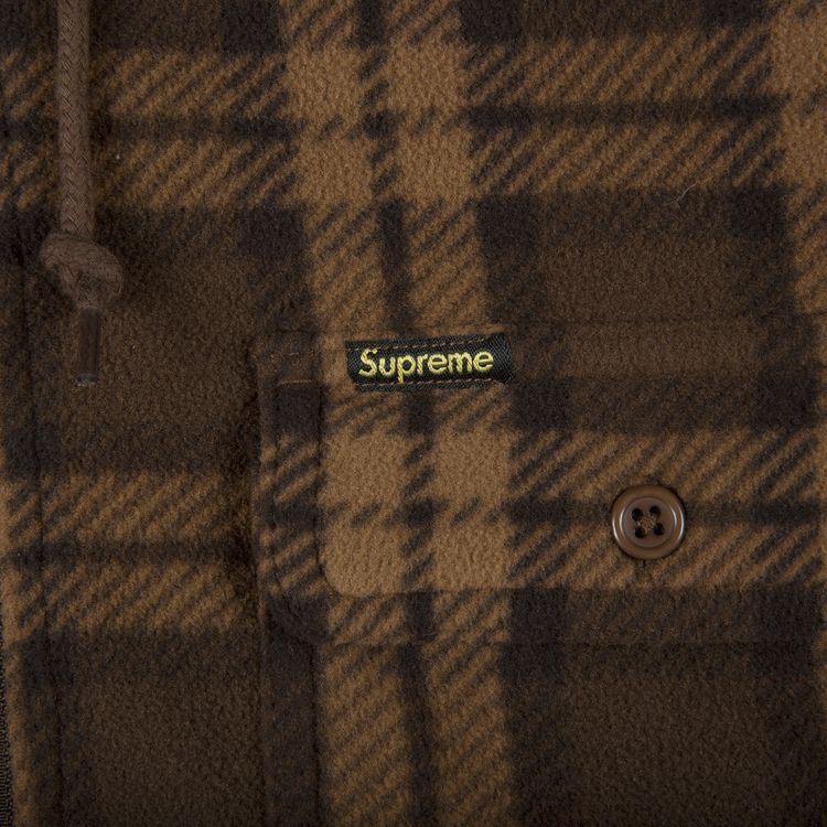 Supreme Hooded Plaid Work Shirt Brown