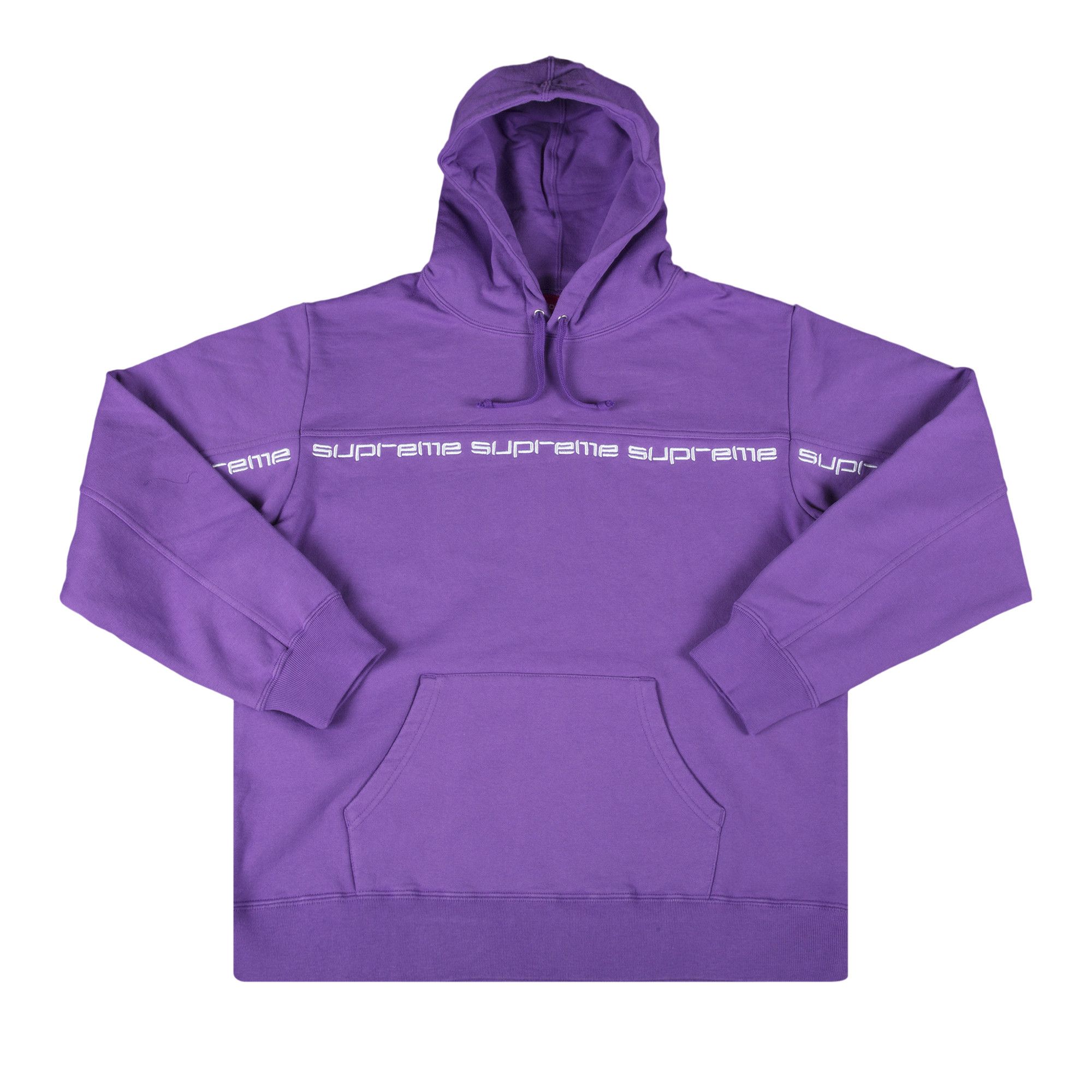 Size m Supreme Text Stripe Hooded Sweatshirt Violet