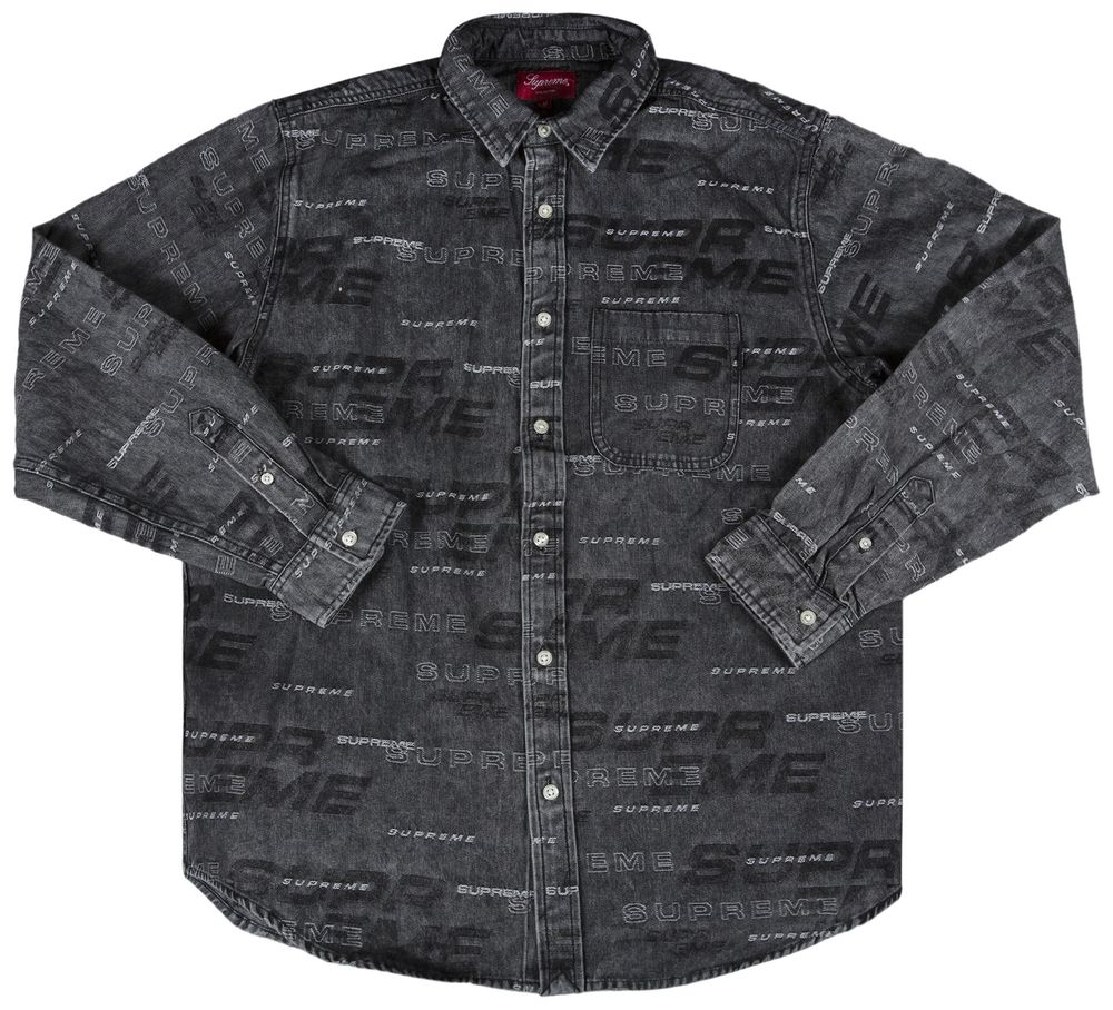 Buy Supreme Dimensions Logo Denim Shirt 'Black' FW19S3 BLACK GOAT