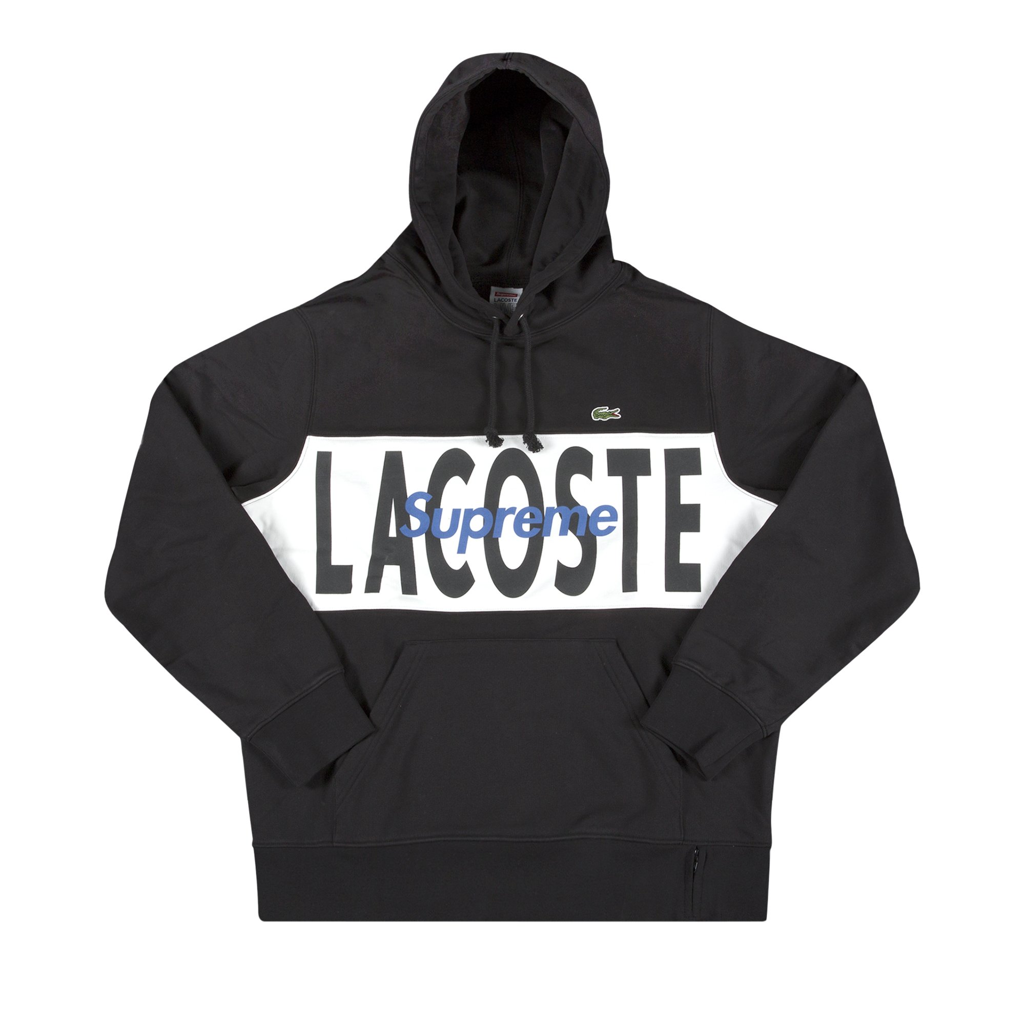 Supreme LACOSTE Logo Panel Hooded ブラック S