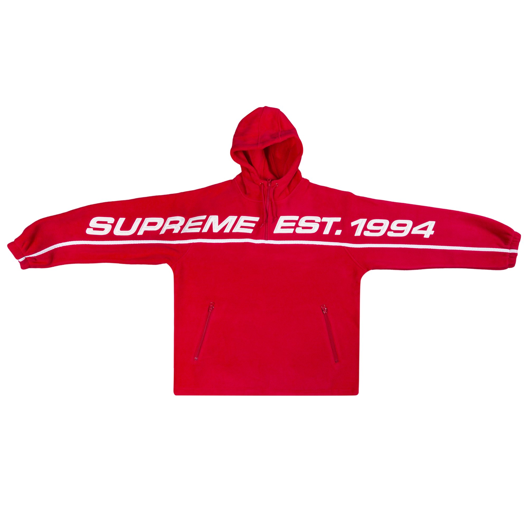Supreme Polartec Half Zip Hooded Sweatshirt 'Red' | GOAT