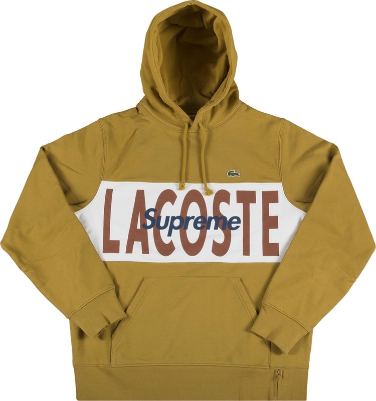 Supreme x Lacoste Logo Panel Hooded Sweatshirt 'Gold'
