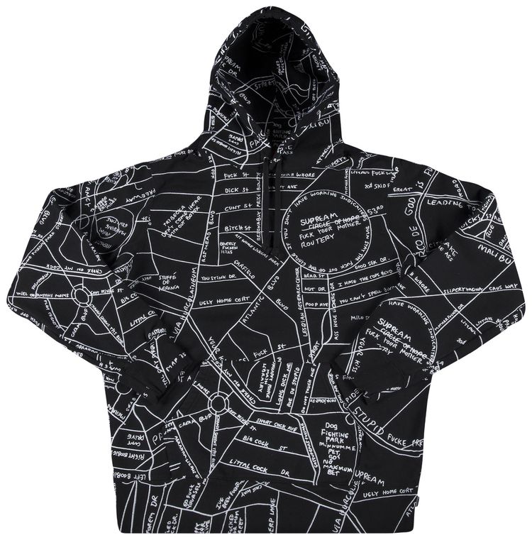 Supreme Gonz Embroidered Map Hooded Sweatshirt Black