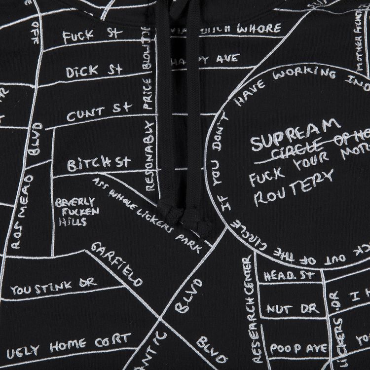 Supreme Gonz Embroidered Map Hooded Sweatshirt Black