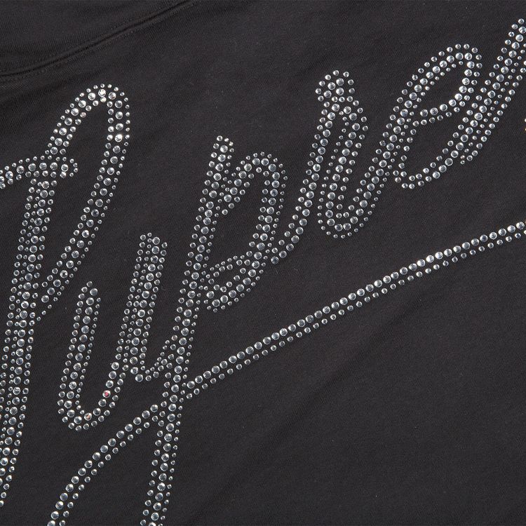 Supreme Rhinestone Script Hooded Sweatshirt Black