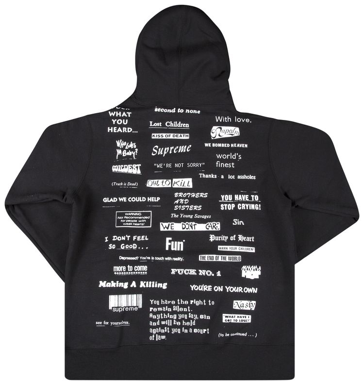 Supreme Stop Crying Hooded Sweatshirt Black