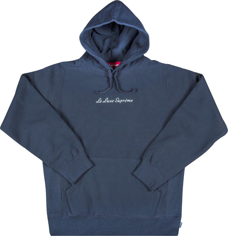A nicer shade of navy than I expected for the hoodie : r/supremeclothing