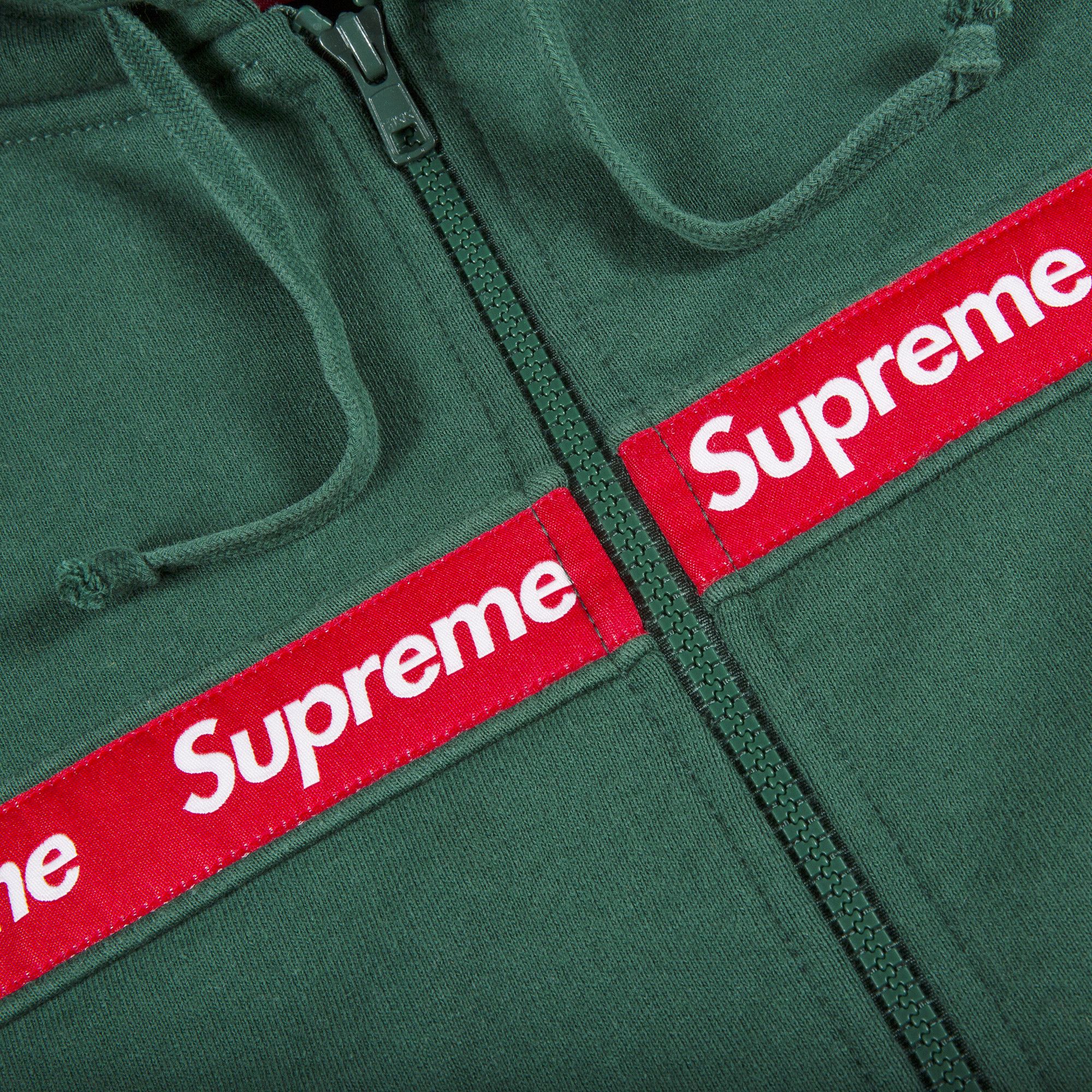 Buy Supreme Text Stripe Zip Up Hooded Sweatshirt Green FW19SW13 GREEN GOAT