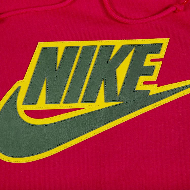 Supreme x Nike Leather Applique Hooded Sweatshirt Red