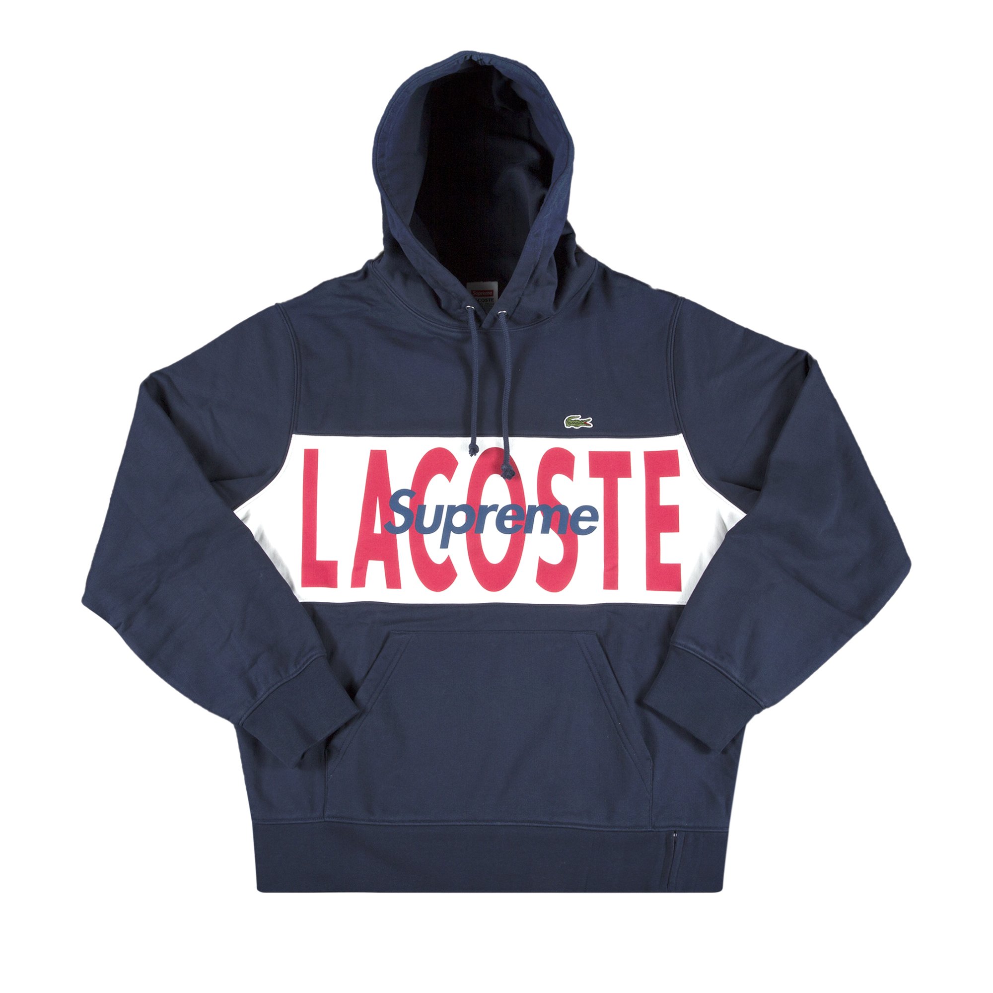 Supreme x Lacoste Logo Panel Hooded Sweatshirt 'Navy'